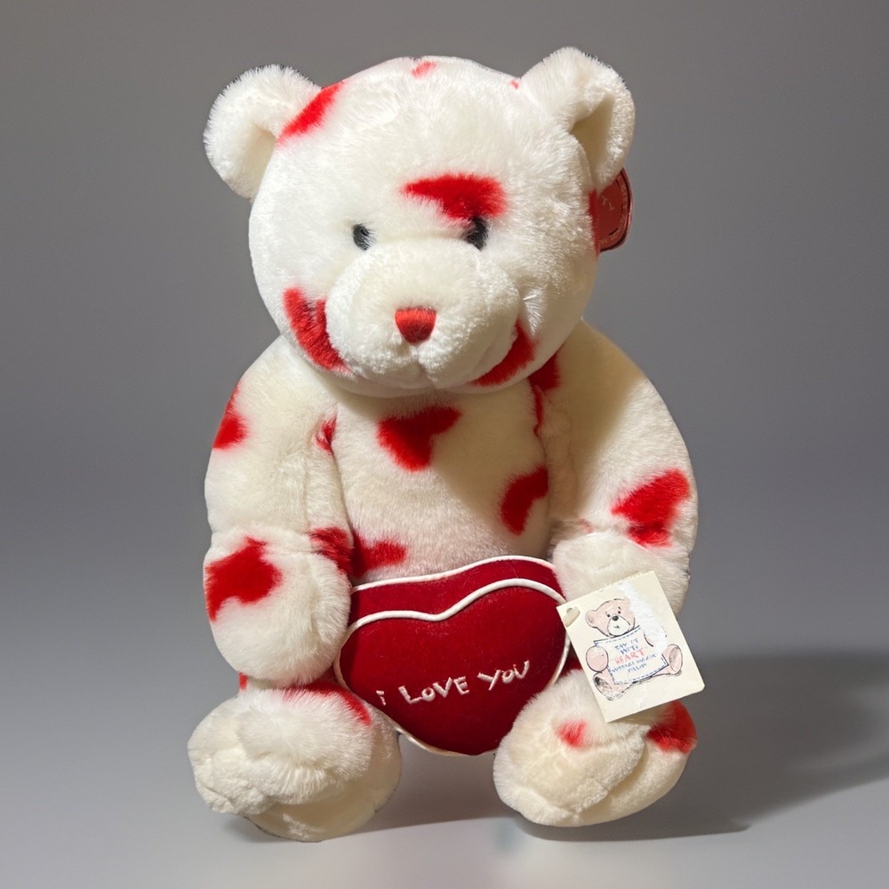 Build A Bear Hearts•A•Plenty Teddy‎ Vintage 2004 Limited Edition White Red NWT